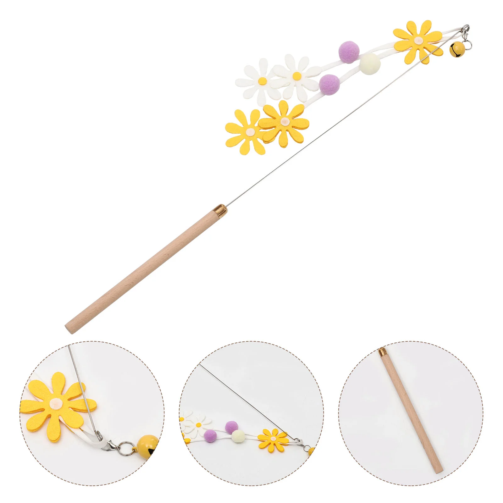 

Cat Toy Kitten Wand Teasing Interactive Playing Toys Stick Funny Teaser Accessory Catcher Pom Interesting Pole Cat accessories