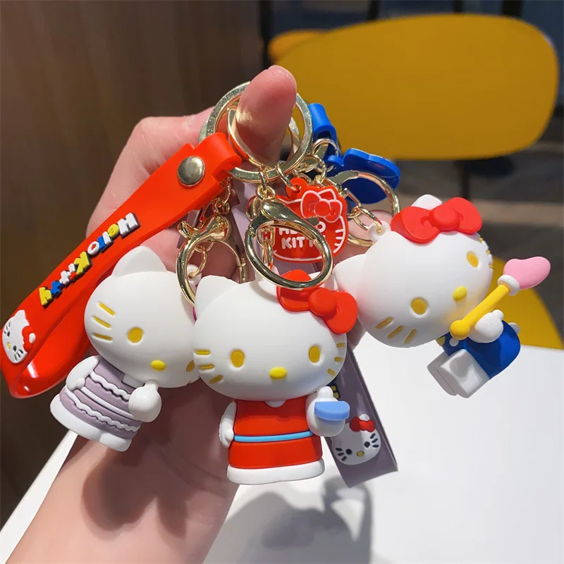 

Мультяшный брелок Sanrio Kawaii, брелок в виде кошки Hello Kitty, брелок в автомобиль, рюкзак, подвесные украшения, ювелирные изделия, праздничные подарки