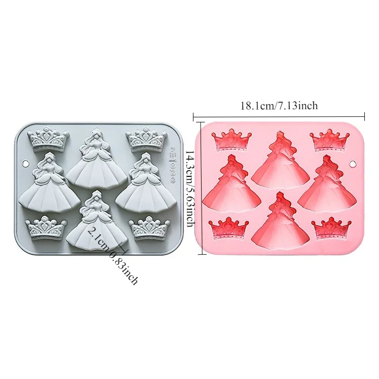 Фото 8 отверстий 3d платье принцессы Корона силиконовая форма Diy форма для эпоксидной смолы кубик льда форма для конфет и шоколада аксессуары для украшения торта №3