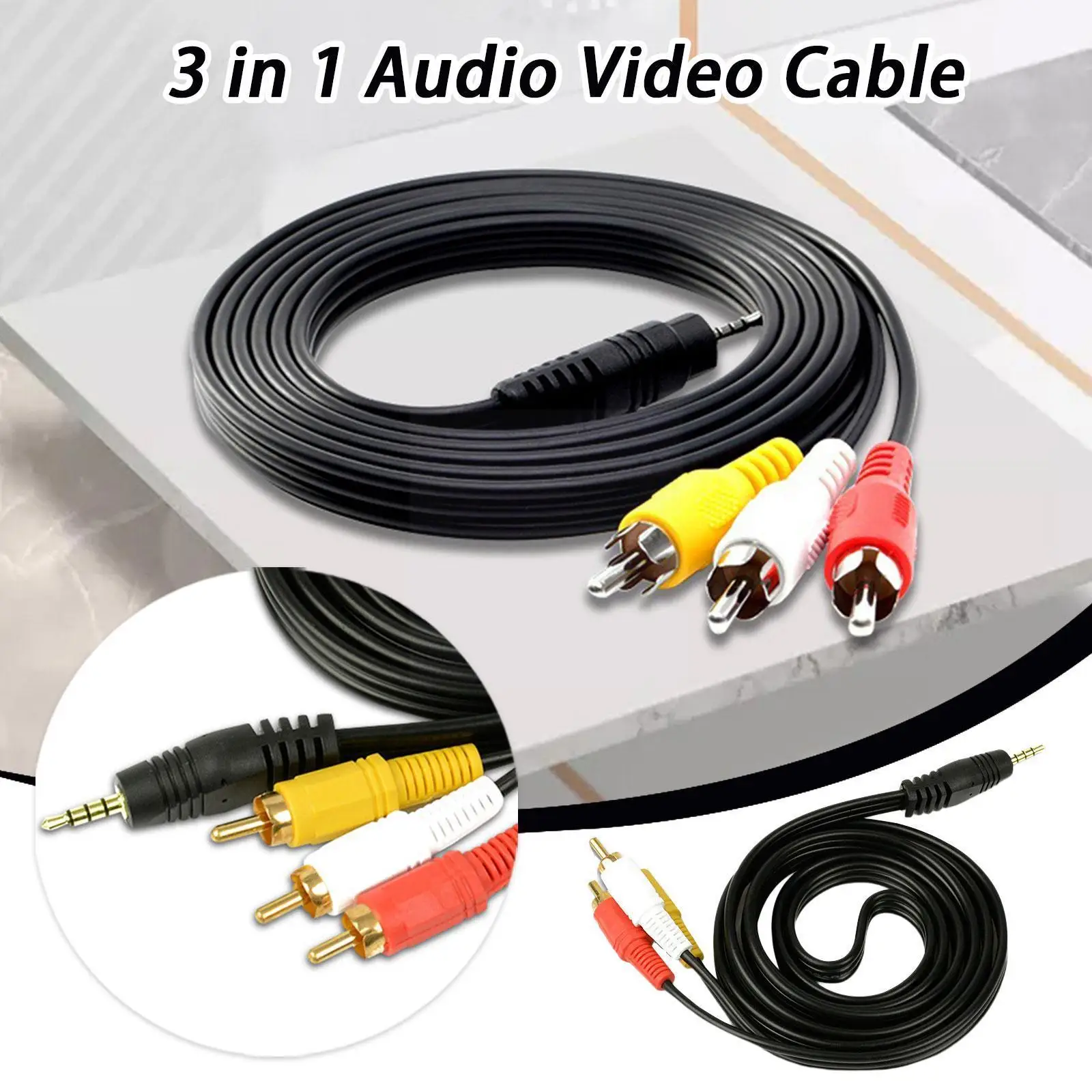 

1.5m 3in1 Audio Video Cable Rca 1 To 3 Composite Audio Cameras Cable Dvd Plug To Male Connected Video With Tv Cord Male Av S6d5