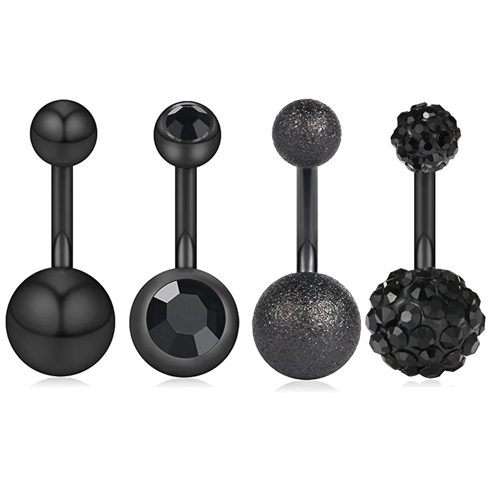 WKOUD 4 шт./1 шт. 14 г 10 мм 316L хирургическая сталь Кристалл Ferido CZ короткие серьги для живота пупка Кольца для пупка черный WKOUD 4 шт./1 шт. 14 г 10 мм 316L хирургическая сталь Кристалл Ferido CZ короткие серьги для живота пупка Кольца для пупка черный