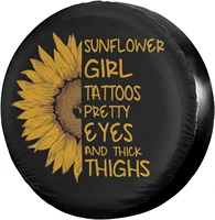 black sunflowers spare tire cover waterproof dust proof uv sun wheel tire cover fit for many vehicle 17 inch