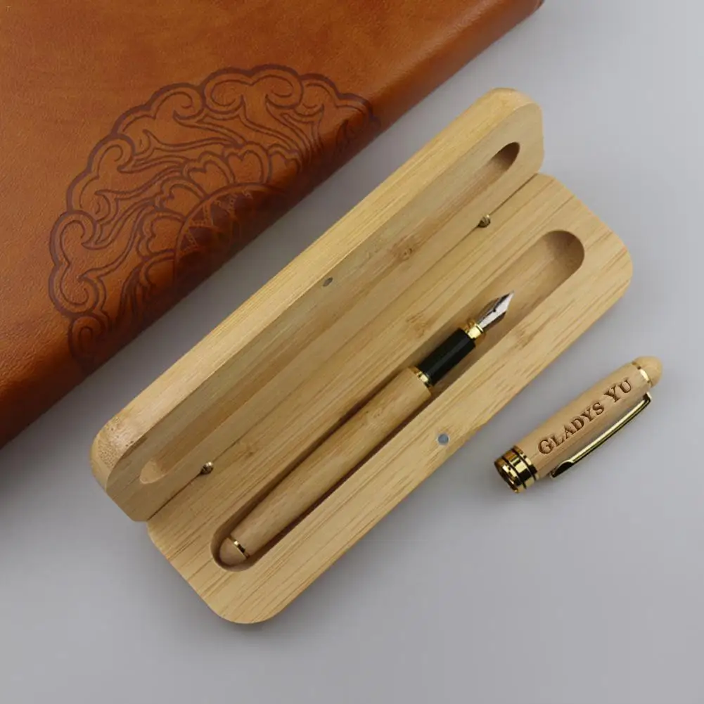 

Ручка перьевая деревянная из бамбука, с коробкой для хранения