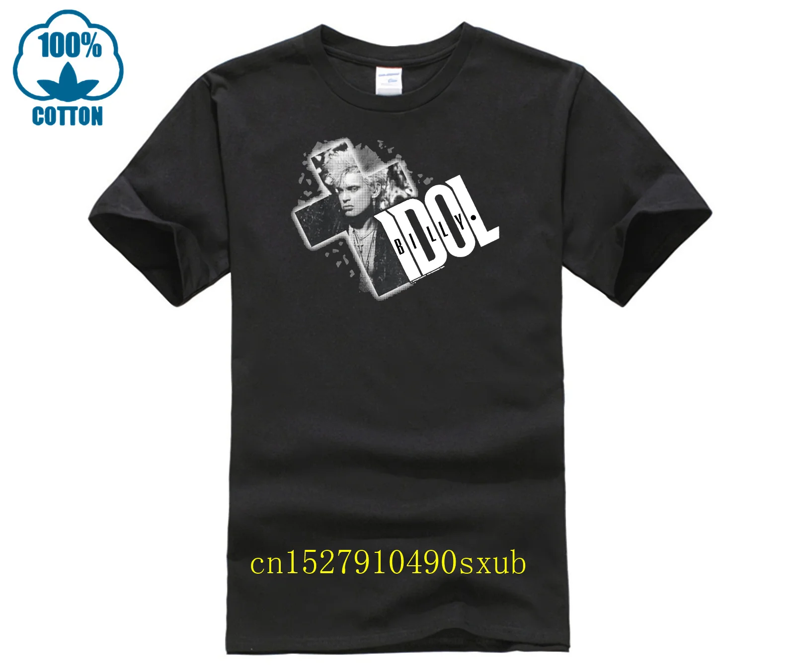 Мужская рубашка, Мужская футболка, рубашка Билли идола, черная футболка с перекрестным рисунком, рубашки Билли идола 8078