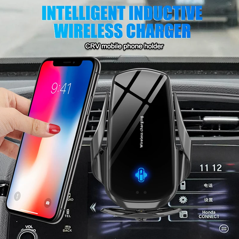 

Car Mobile Phone Holder Air Clip Fixed Car Mobile Phone Holder Wireless Charging for Honda CRV CR-V Accessories 2017 2018 2019