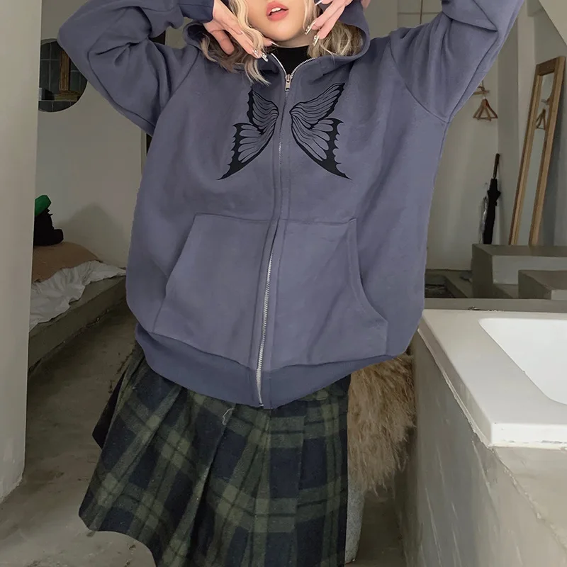 Женское весеннее пальто с длинным рукавом свободное тонкое принтом бабочки и