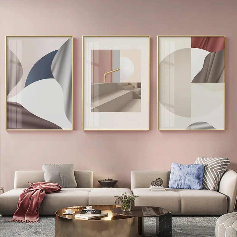 

Abstract Color Block Living Room Decoration Painting Modern Sofa Background Wall Geometric Restaurant Corridor Mural