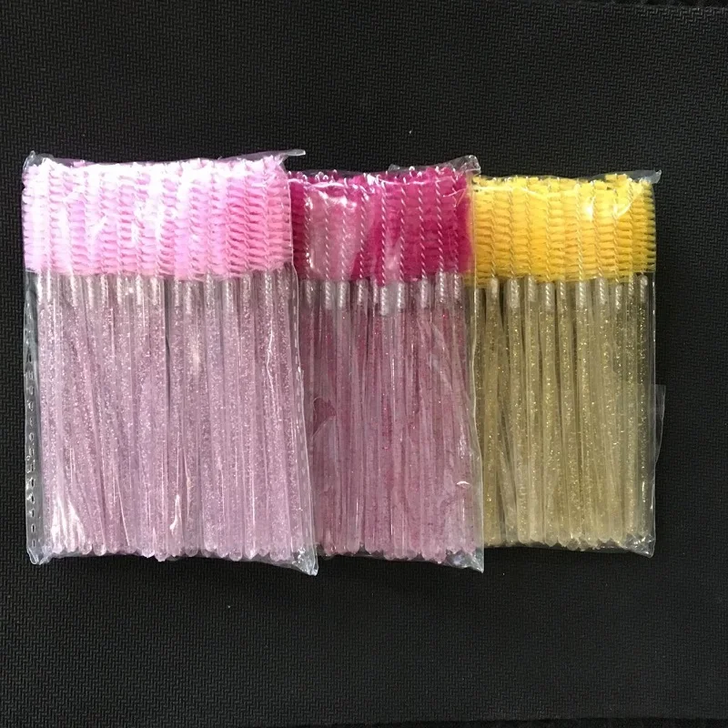 500 шт. Блестящая щетка для ресниц, одноразовая щетка для бровей, маскара, аппликатор, гребень, инструмент для макияжа, завивка ресниц