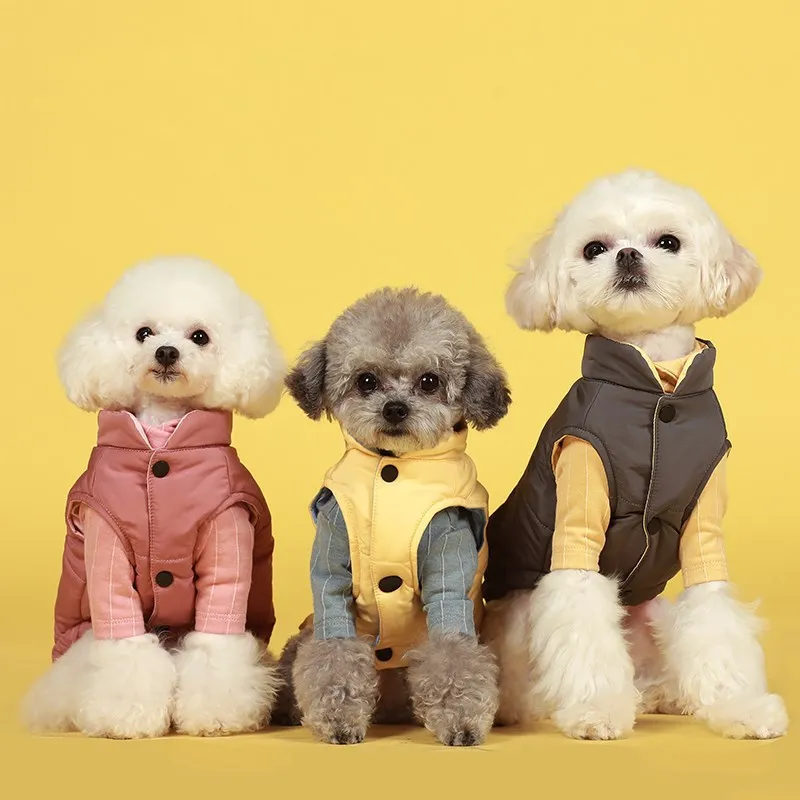 

Contrasting Color Pet Dog cat Vest Puppy cat Warm Thickened pet clothes Chihuahua Coat Jacket Padded Clothes Small Dogs Clothing