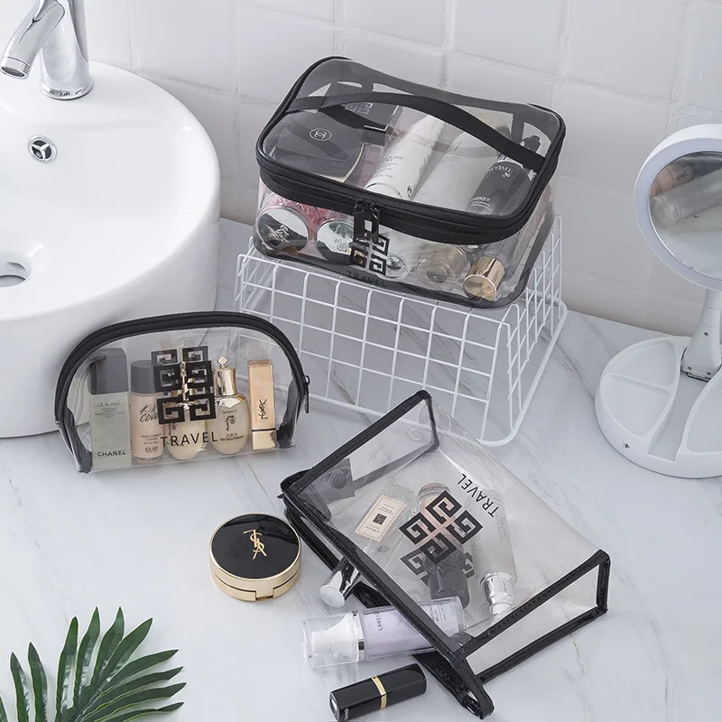 

Korean-style Pvc Transparent Shell Cosmetic Bag Waterproof Hand-held Wash Bag Portable Multi-functional Toiletries Storage Bag