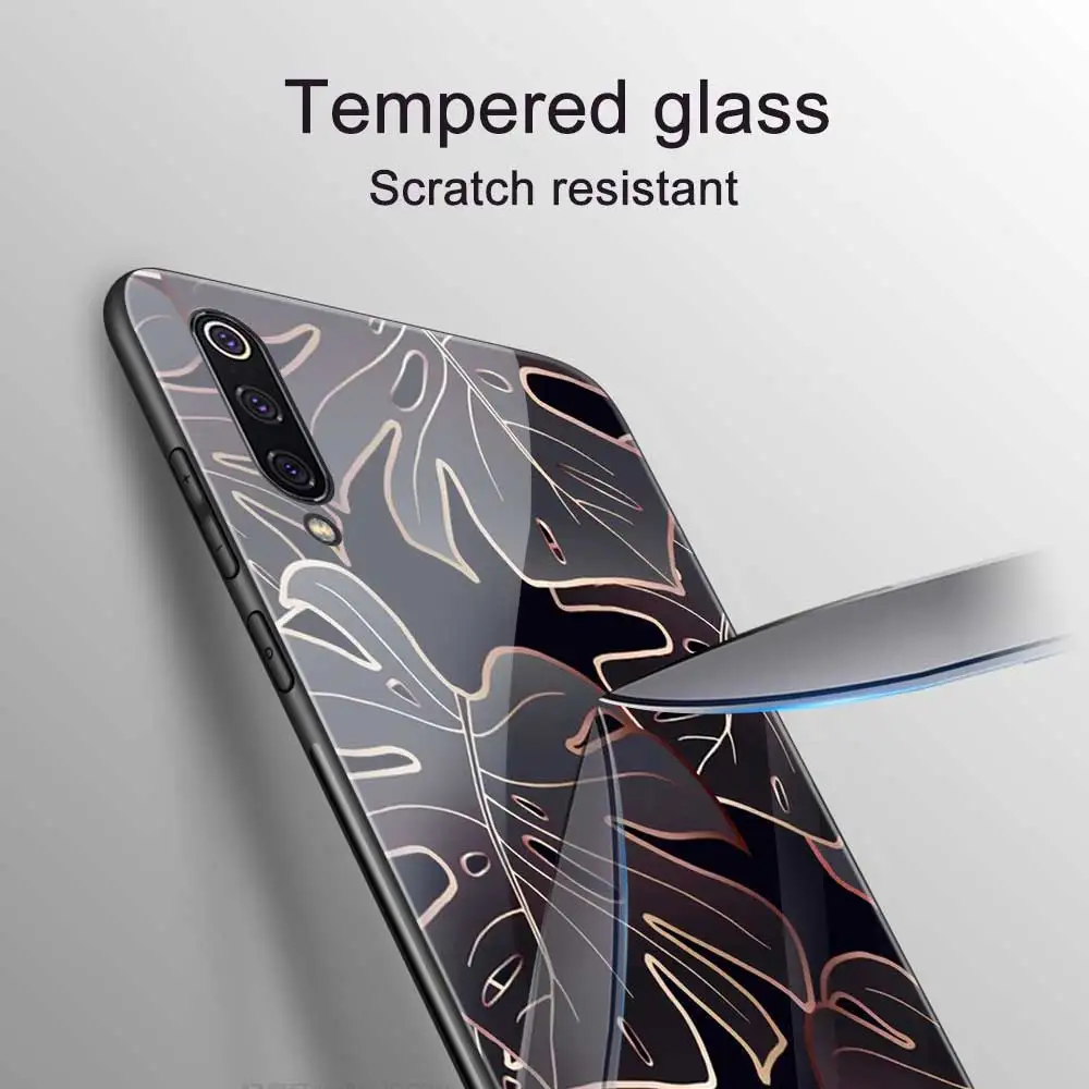 Чехол для телефона с изображением листьев и цветов для Xiaomi Redmi Note 10 8 9 7 11 Pro 8T Mi 11T 9T 10T A3 Lite Poco X3 F3 с защитным закаленным стеклом.