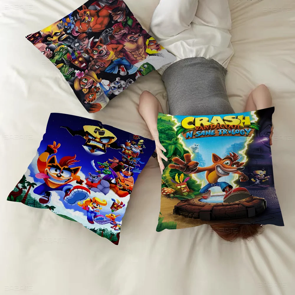 C_CrashS_B- Bandicoot Game Подушка Аниме Диван-кровать Голова Наволочка Чехол 45x45 см Мода