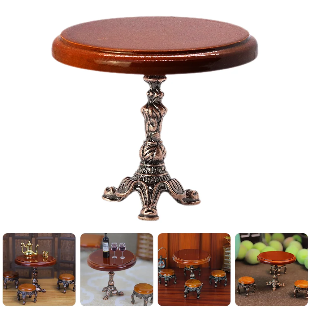 

Mini Table Dollhouse Furniture Side Round Accessories Miniature Decor Dinging Model