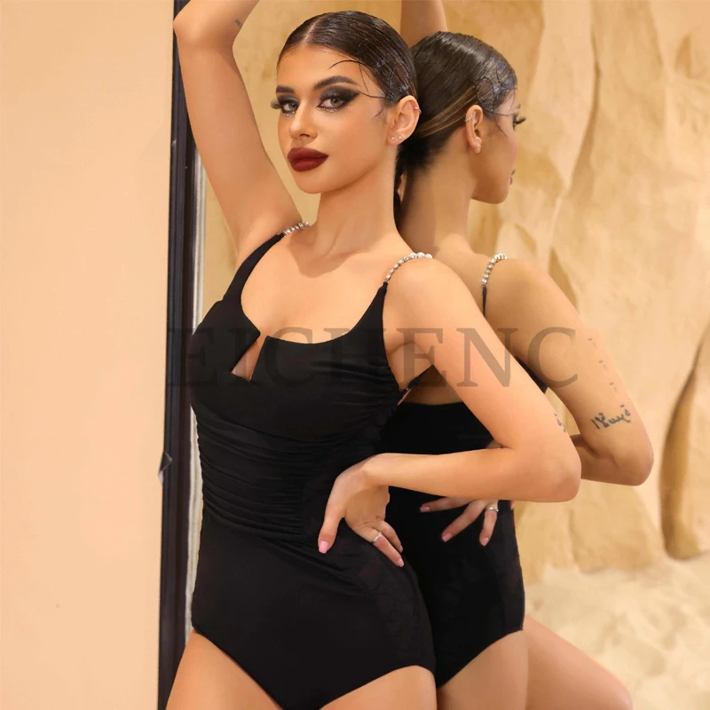 Новый черный боди для латинских танцев женские топы бальных Samba Chacha одежда