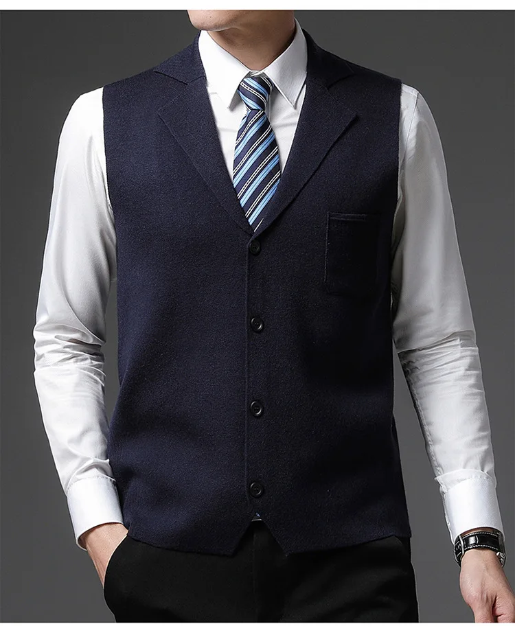 120 Осенний плотный бархатный вязаный жилет для молодых мужчин кардиган с