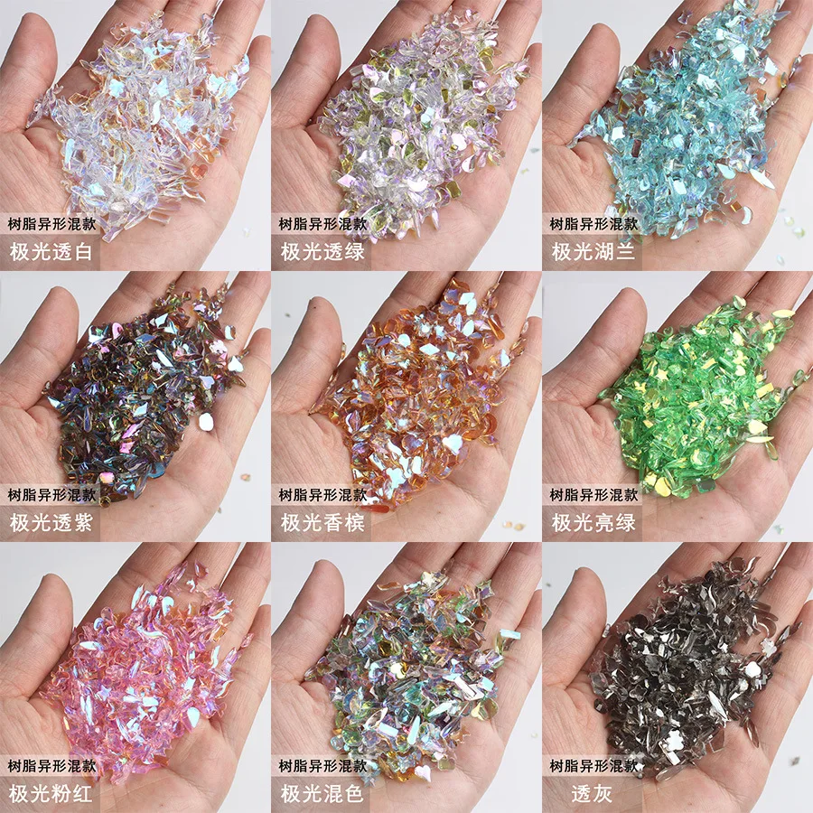 

100pc/50pc Aurora Colorful Nail Art Rhinestones Flatback Shaped Crystal Nail Charms 3D Glitter Gems Stones For Nails Decorations