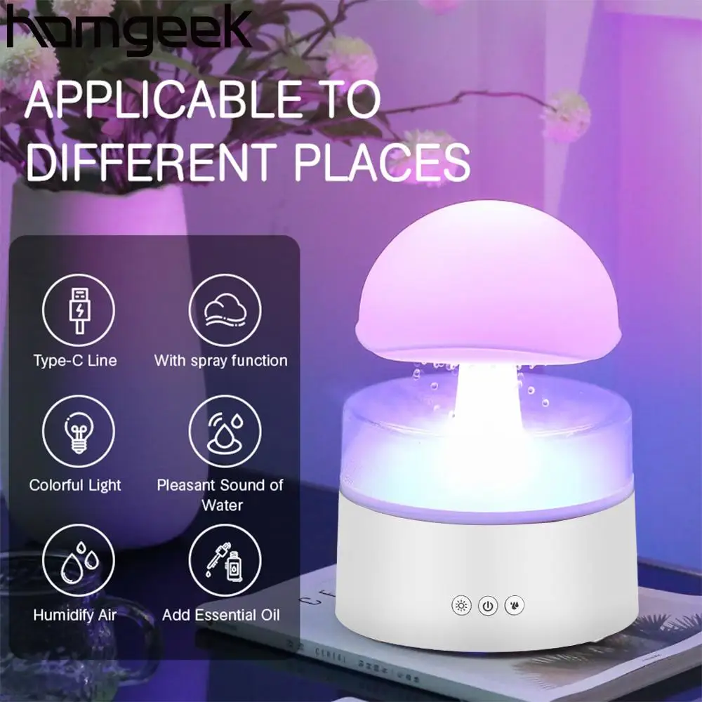 

Rain Cloud Humidifier Water Drip 7 Color Night Light 500ml Ultrasonic Aromatherapy Essential Oil Diffuser with Remote Control