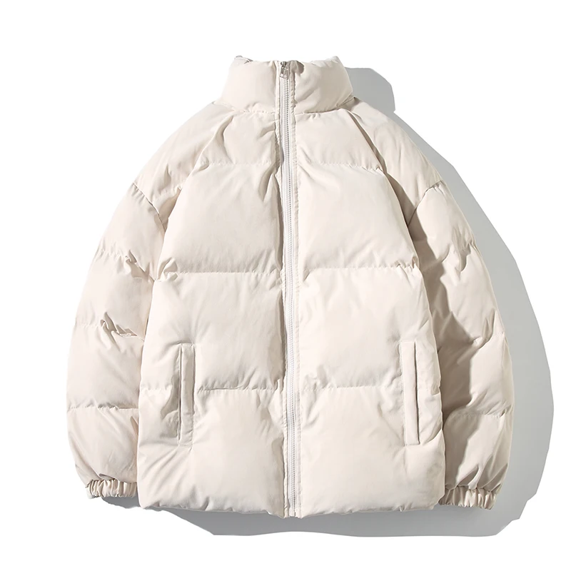 Streetwear oversize gola quente casaco de inverno feminino cor sólida parka moda casual casacos de inverno para mulher