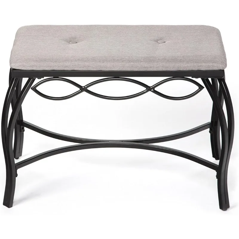 

Серое сиденье для обуви для макияжа, туалетный табурет, скамейка для прихожей с порошковым покрытием, обивка, экономия пространства