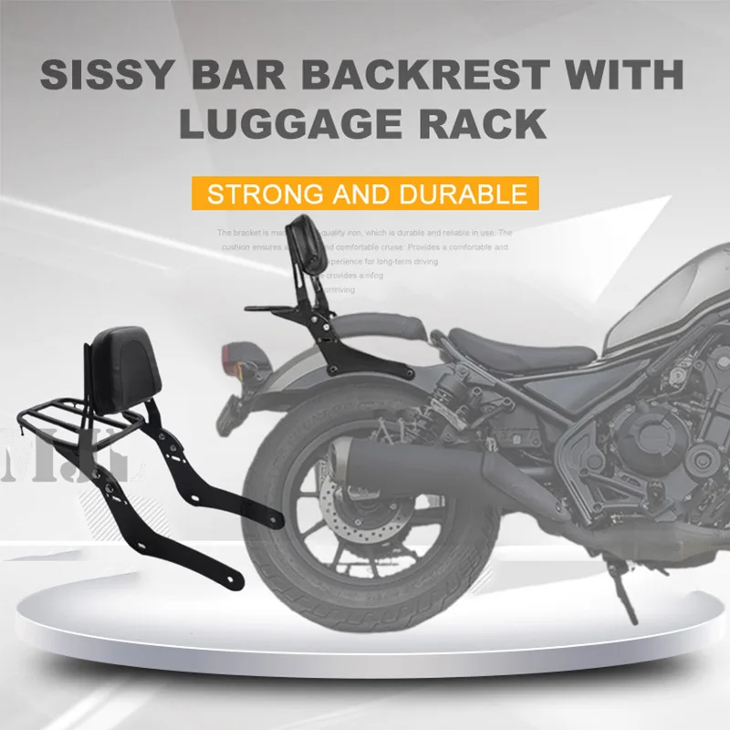 

Motorcycle Sissy Bar Backrest With Luggage Rack For Honda Rebel CMX300 CMX500 2017-2023 Motorcycle Accessories