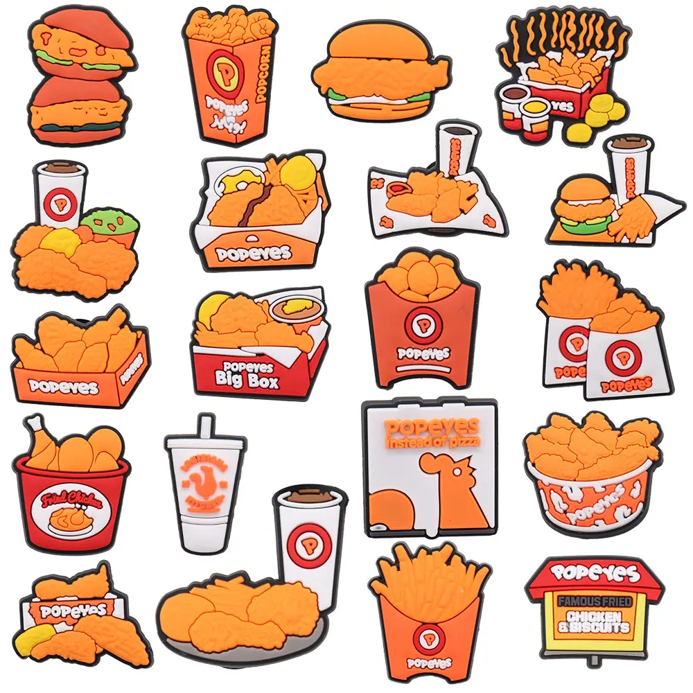 

50 шт. оптовая продажа, гамбургеры, напитки, еда, жареная курица, обувь, кнопка, украшения для мальчиков, подходящий браслет Croc Jibz