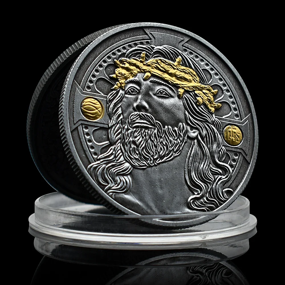 Иисус Ретро никелевая монета Европейская христианская Библия маркер крест Бога