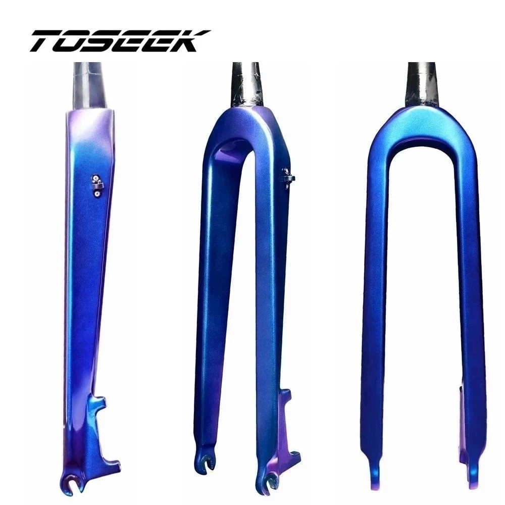 

Велосипедная вилка TOSEEK Dazzle, сине-фиолетовая, углеродная, жесткая, велосипедная, вилка для горного велосипеда, аксессуары для горного велоси...