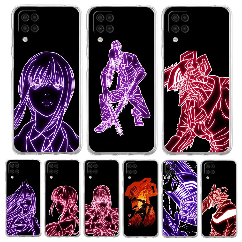 

Makima Chainsaw Man Neon Phone Case For Samsung Galaxy A51 A71 A21S A12 A11 A31 A41 A03S A13 A33 A73 A53 A52 A32 5G Clear Cover