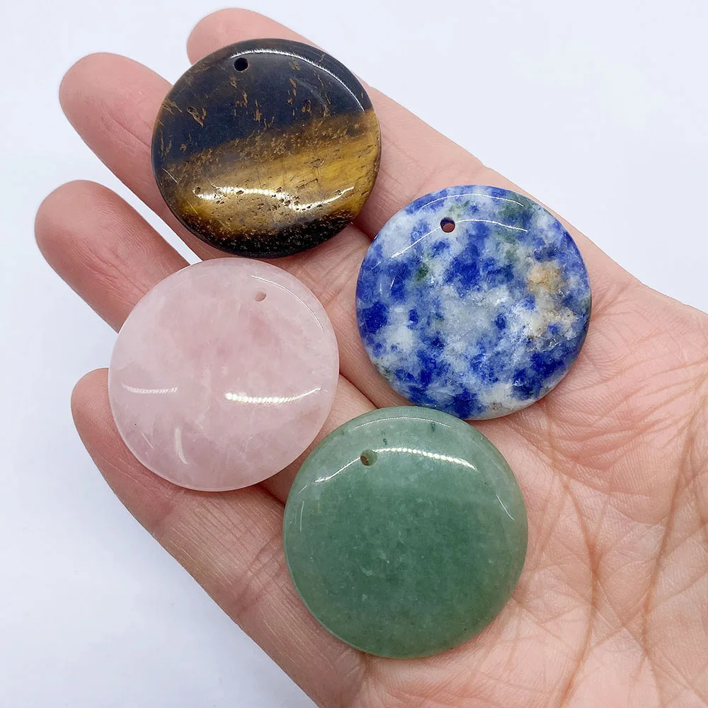 

Natural Stone Green Aventurine Necklace Pendant Rose Quartz Sodalite Pendant 30mm DIY Jewelry Making Necklace Earring Jewelry