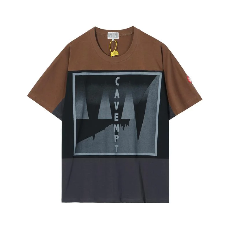 

22SS Color Patchwork Letter Print Cavempt T Shirt Men Women EU Size 100% Cotton Cavempt Top Tees Fashion Summer Vintage T-shirt