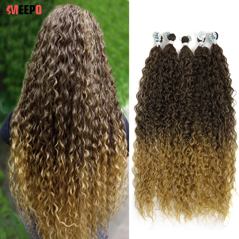 

Meepo Synthetic Curly Organic Hair Bundles Human Hair Feeling 70-80cm Super Long Natural Hair Extension Water Weave Ombre Color