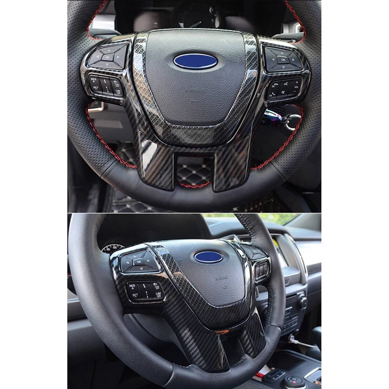 

Обложка рулевого колеса из углеродного волокна для Ford Ranger Everest norour 2015 + и внутренний центральный чехол для навигации