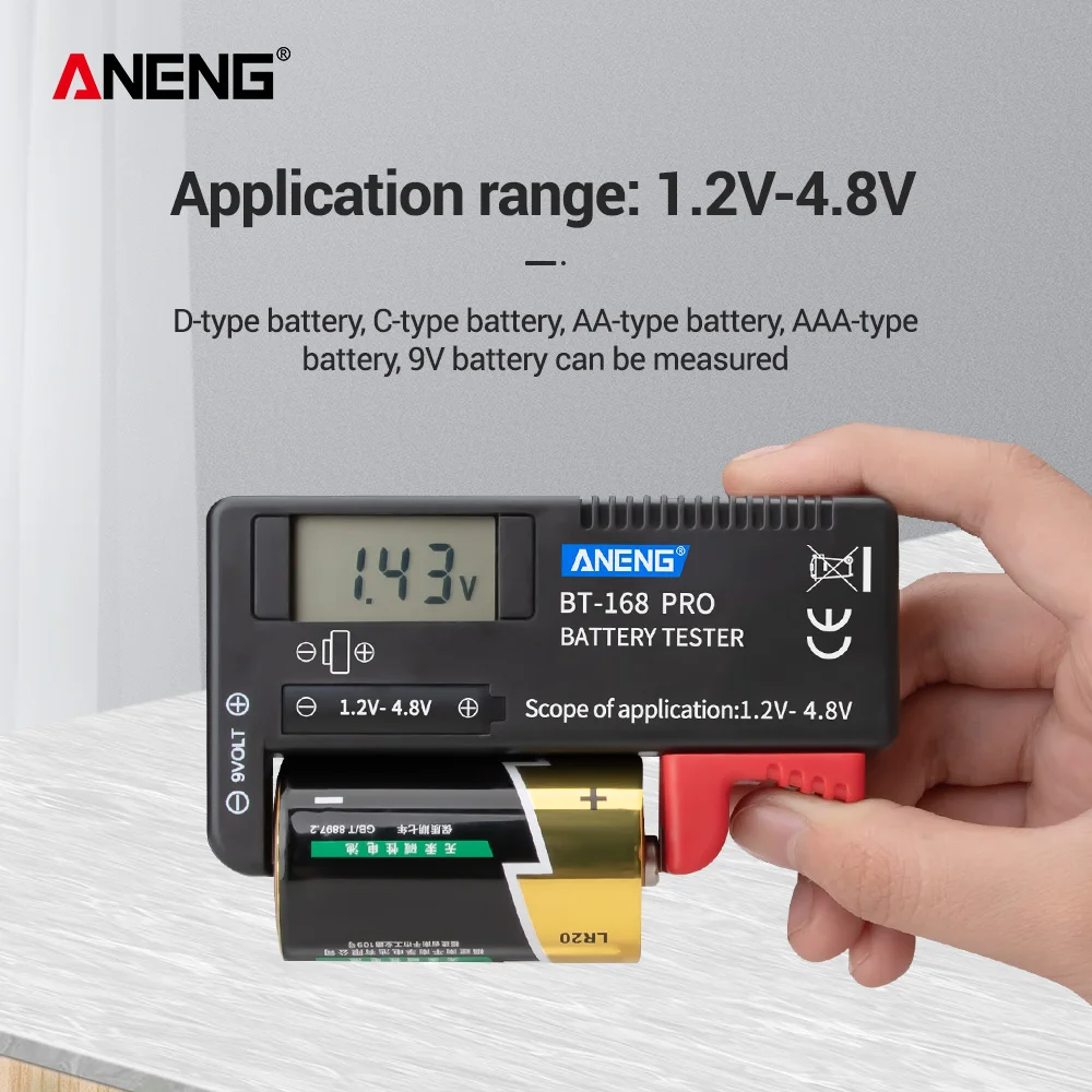 ANENG BT-168 PRO 1.2-4.8V AA/AAA/C/D Mini Battery Tester Quickly Testing for 18650 16340 14500 10440 Lithum Capacity |