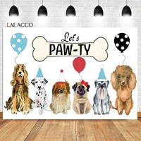 laeacco puppy dog birthday party backdrop lets paw ty cute dogs balloon baby shower portrait customized photography background