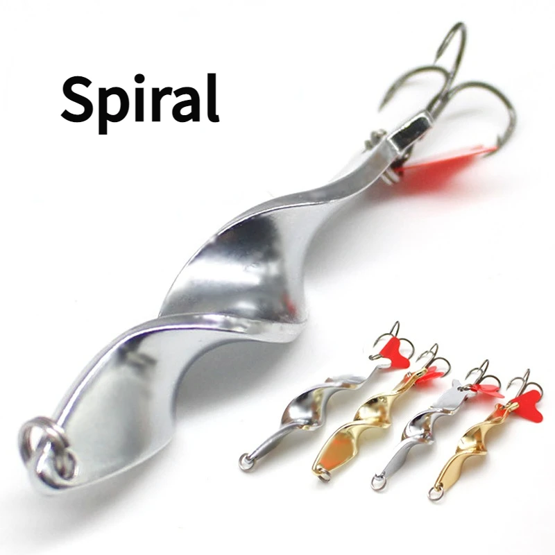 

1PCS Gold Silver 10g 14g 21g 28g Rotating Metal Spinner Spoon Fishing Lure Baits for Trout Pike Pesca Fish Treble Hook Tackle