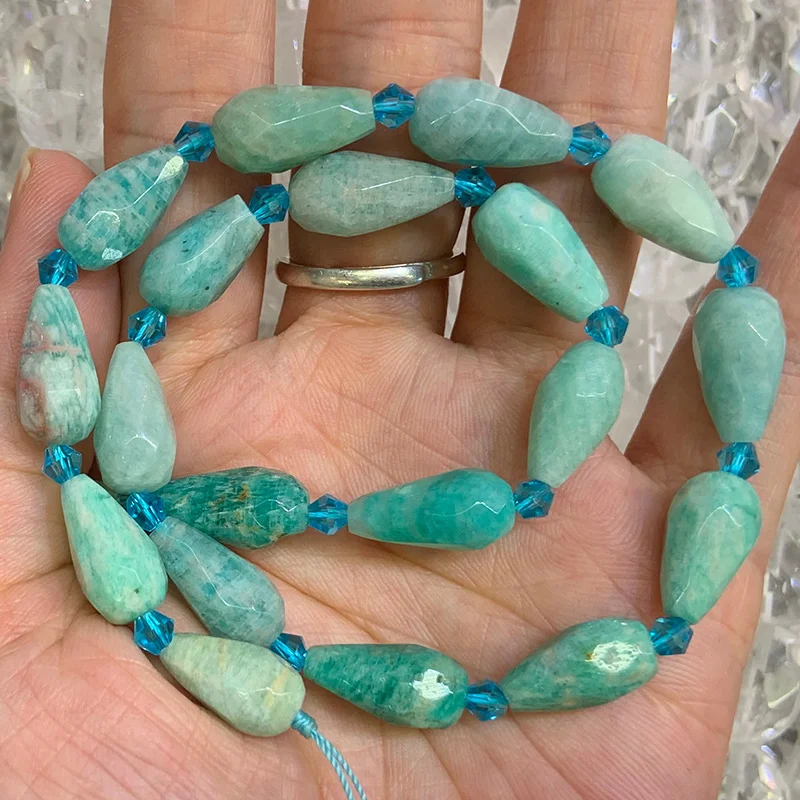 

8x16mm Natural Rose Quartz Labradorite Amethyst Stone Beads 15'' Faceted Drop DIY Loose Beads For Jewelry Making Beads Necklace