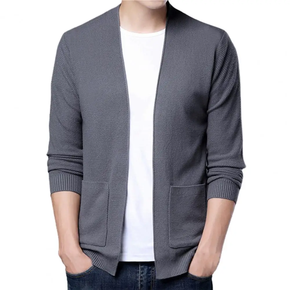 Мужская однотонная куртка с длинным рукавом свободного покроя