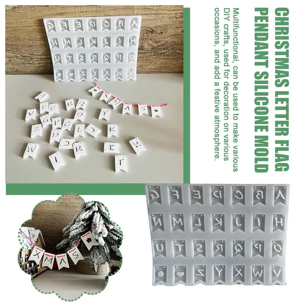 Рождественская подвеска с буквами и флагом силиконовая форма 26 формы для