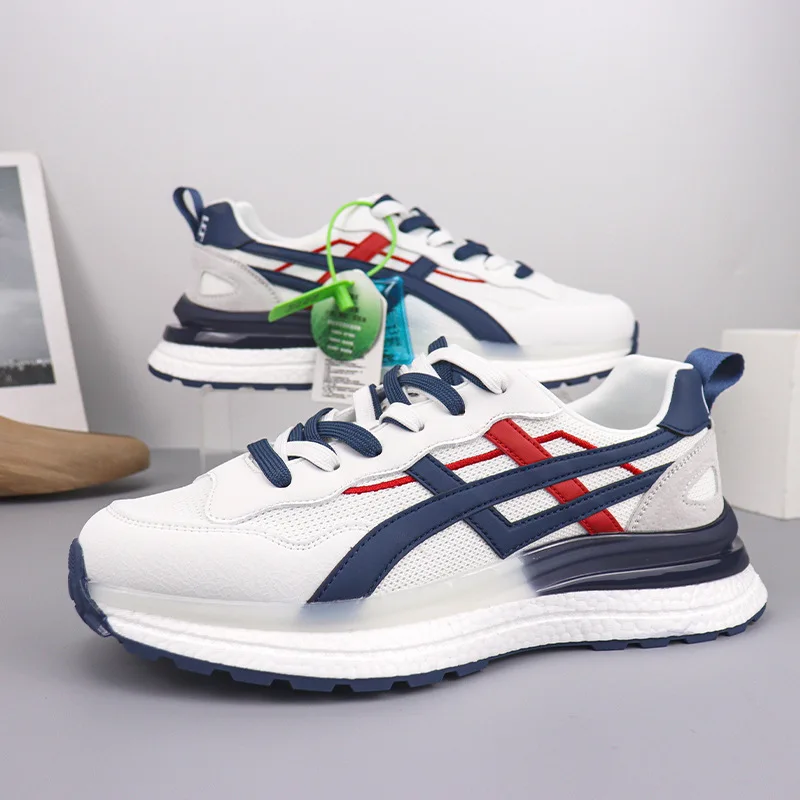 

Кроссовки мужские с круглым носком, повседневная обувь для бега, лоскутные дышащие, мягкая подошва, плоская подошва, для студентов, на осень