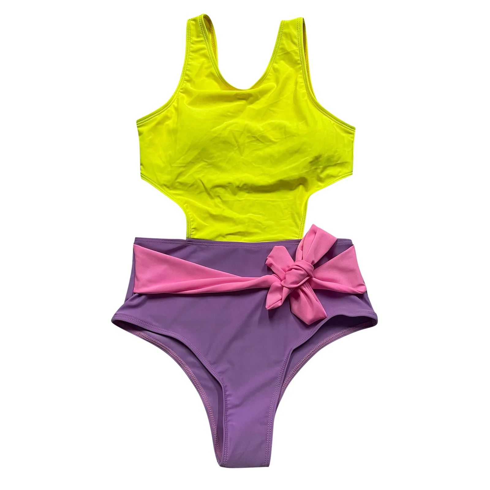 Купальник женский модный Монокини однотонный сиамский купальник с круглым