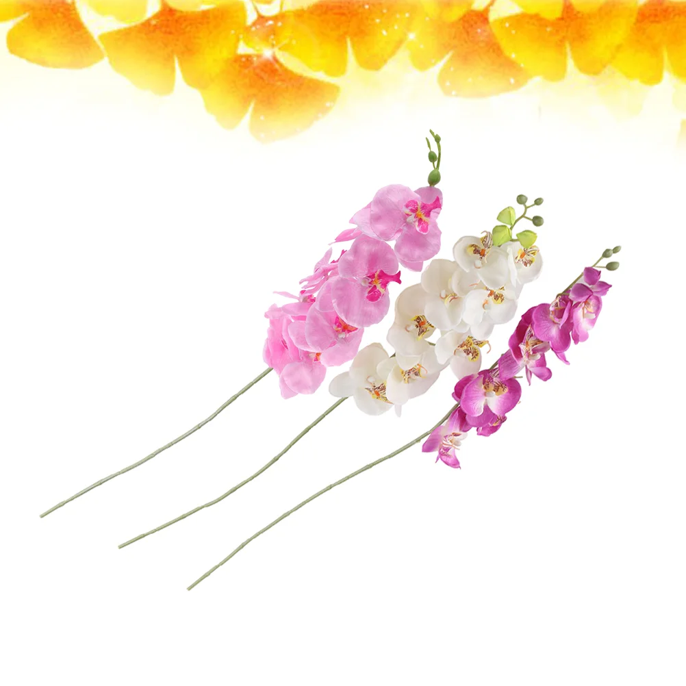 

3pcs Artificial Orchid Flower Plant Home Decoration (Pink+White+Purple)