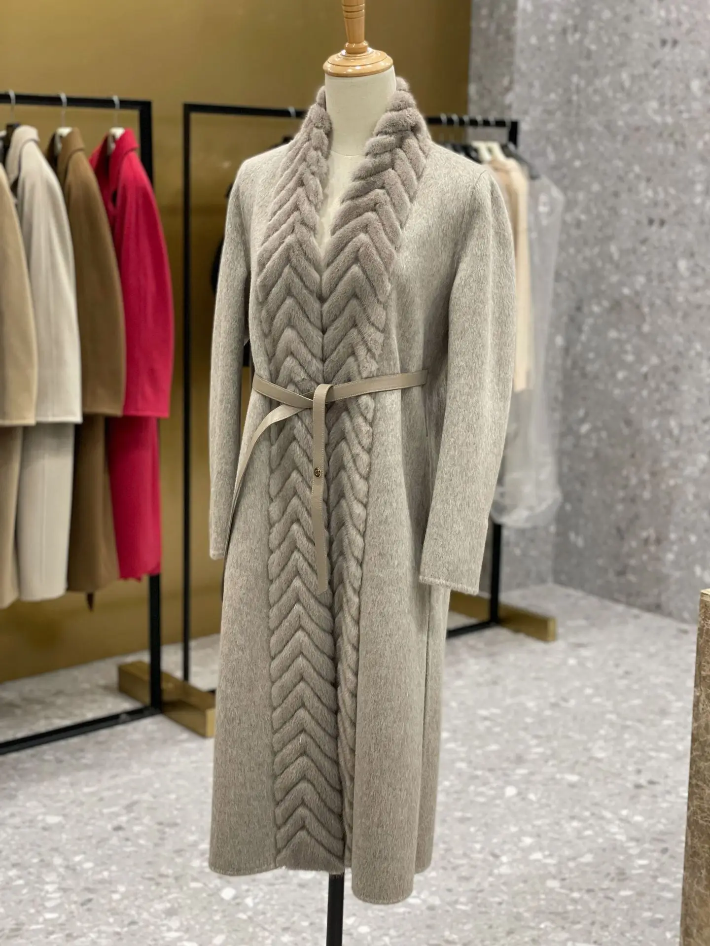 

Женский винтажный кардиган из искусственного меха норки, длинный Тренч макси с длинным рукавом, верхняя одежда, 2022