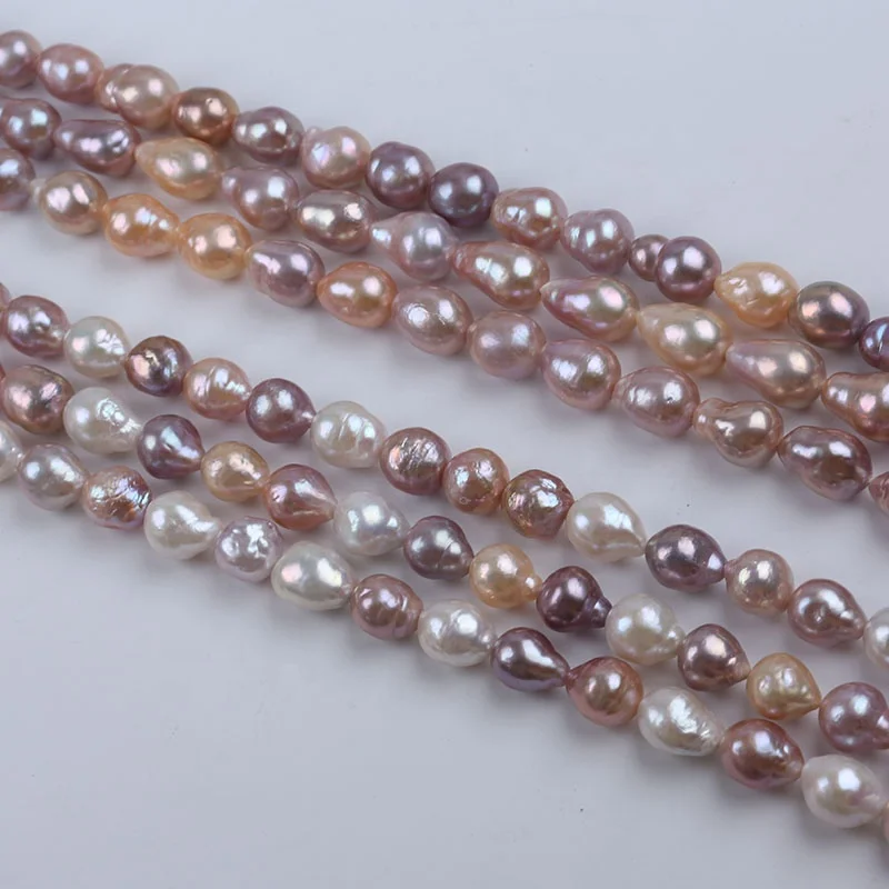 

9-11mm freshwater pearl strand natural white pink purple mixed color edison baroque loose pearls string for jewelry making