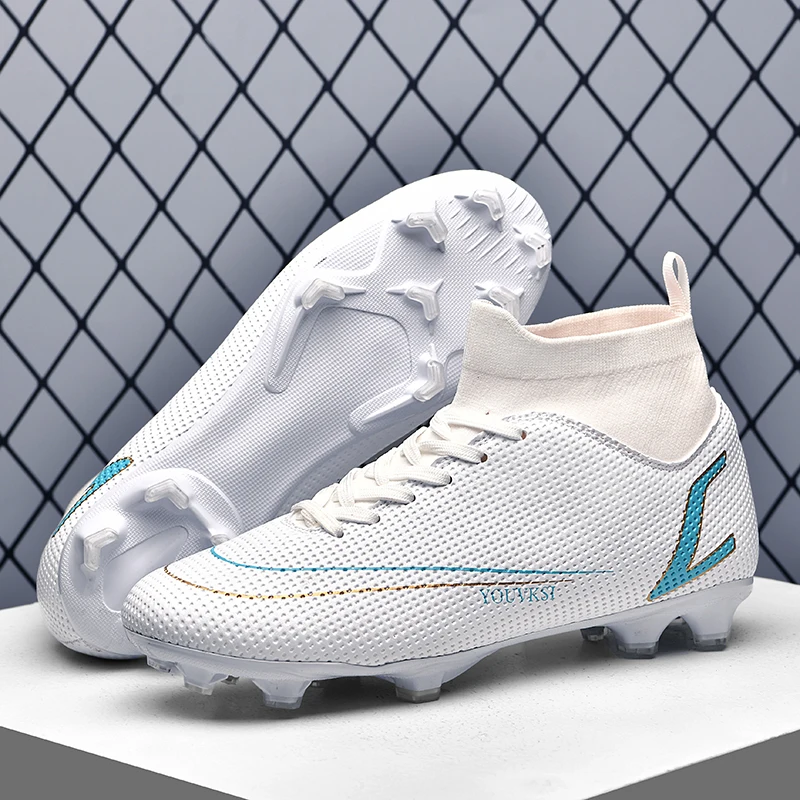 Sizes 35-45 Adult FG/TF Football Shoes Non slip Long Nail Football Boots Children's High Ankle Non slip Shoes Sports Shoes