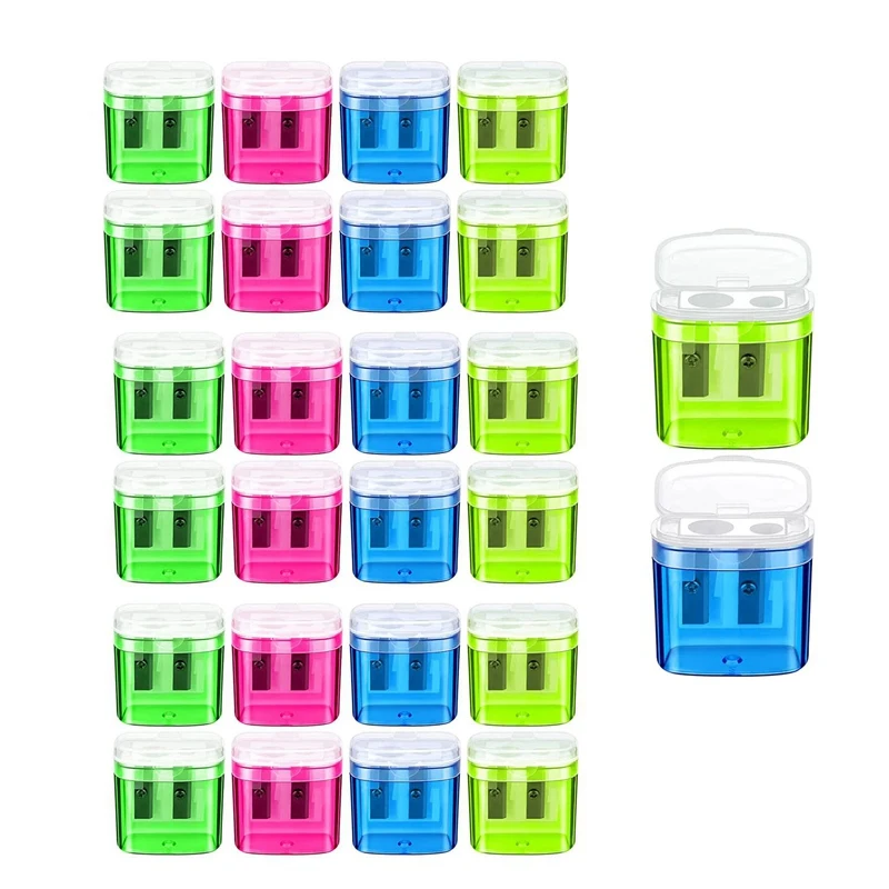 

60 Pcs Pencil Sharpener Manual Dual Hole Sharpener For Kids Dual Hole Sharpener For School Office Home, 4 Colors