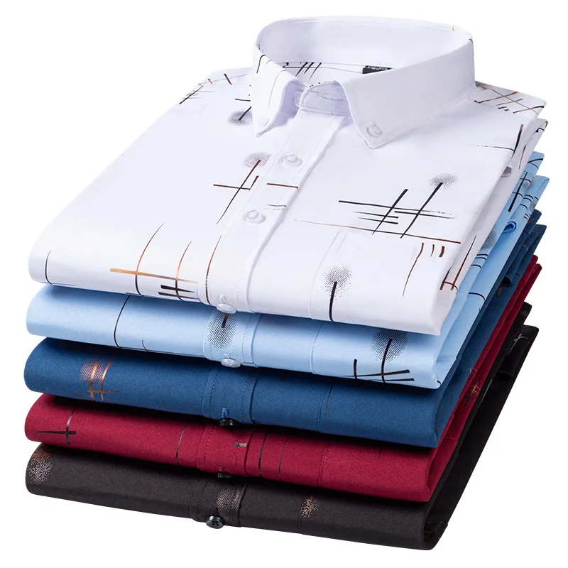 2022 New Cotton Oxford Spinning Square Neck Shirt Korean Spring and Autumn Long Sleeve Color Contrast Fashion Casual Men's Shirt