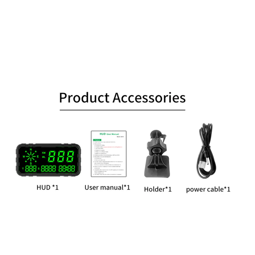 

HUD C3012 Car HUD Display Local Time Display Universal Car Speedometer Overspeed DC 12-24V Alarm Total Mileage