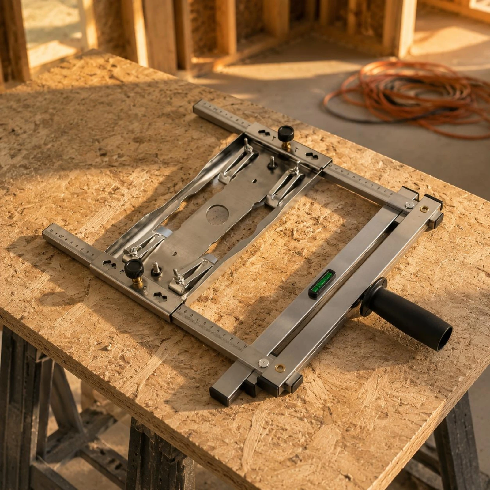 Фото Направляющая для резки досок, скользящая направляющая для обрезки по периметру, инструмент для деревообработки с гравированной шкалой, стабильное выравнивание для мастерской №4