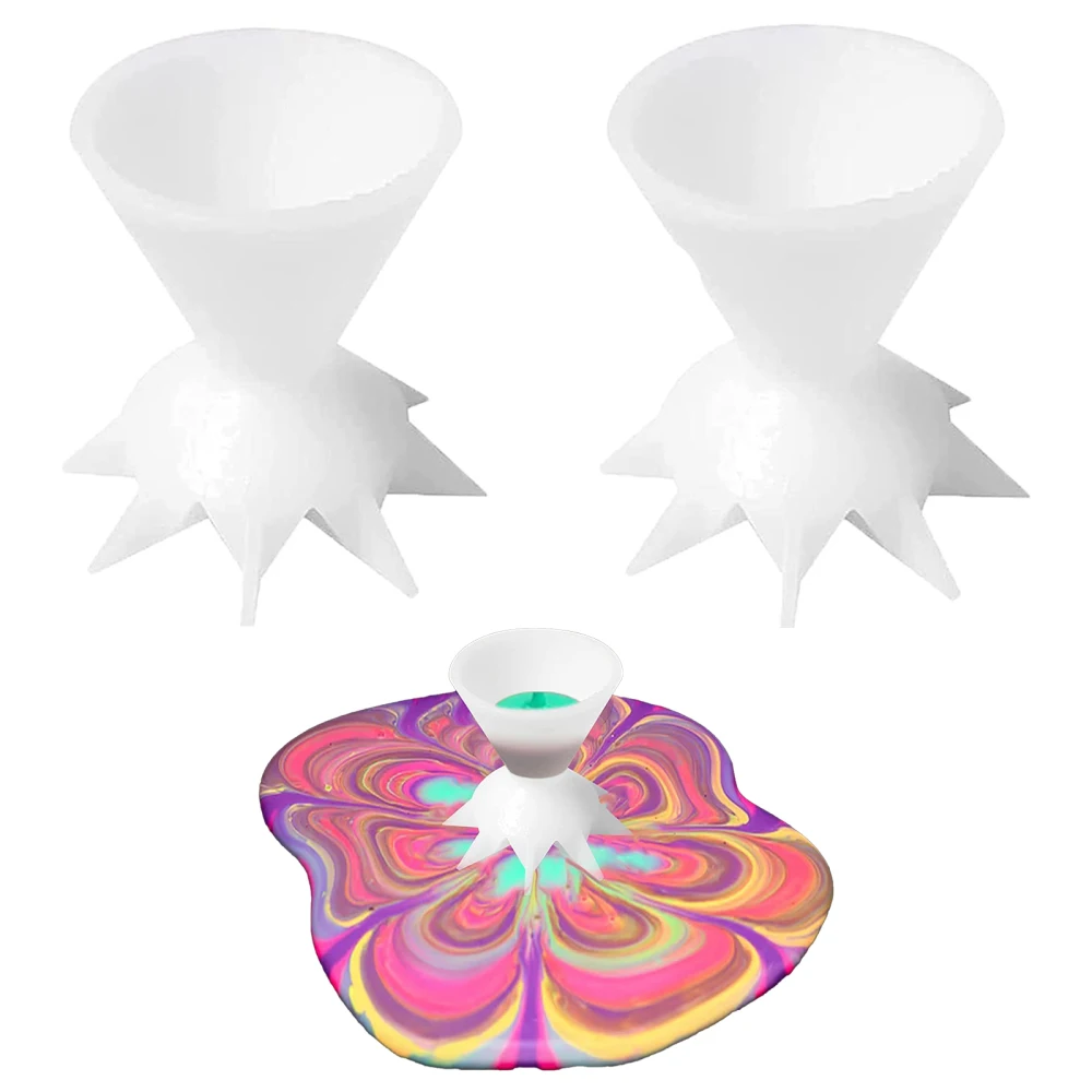 

2PCS Paint Pouring Flower Pattern Funnel Split Cup DIY Making Pour Cup Funnel Painting Supplies Reusable Easy To Use Tools