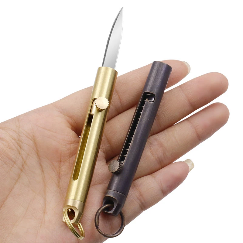 

Brass Craft Knife Mini Portable Paper Cutter Cutting Paper Razor Blade Office Stationery Cutting Supplies Spring Retractable